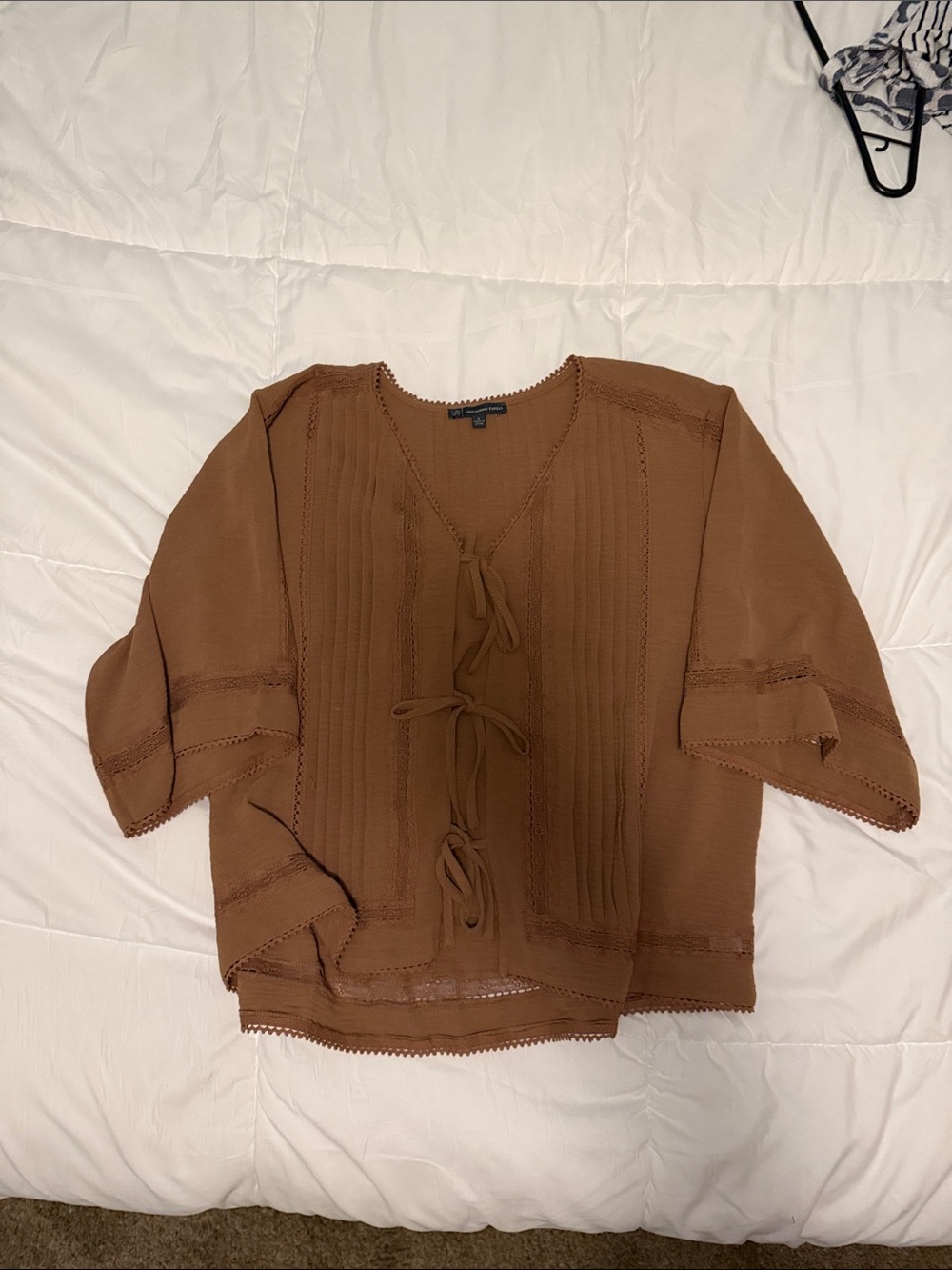 Adrianna Papell Brown Tie-Front Boho Tunic